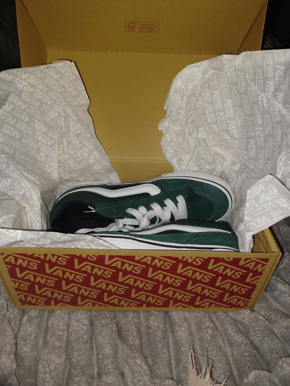 Vans Low-Top Sneakers in Forest Green & White - Picture 3 of 5